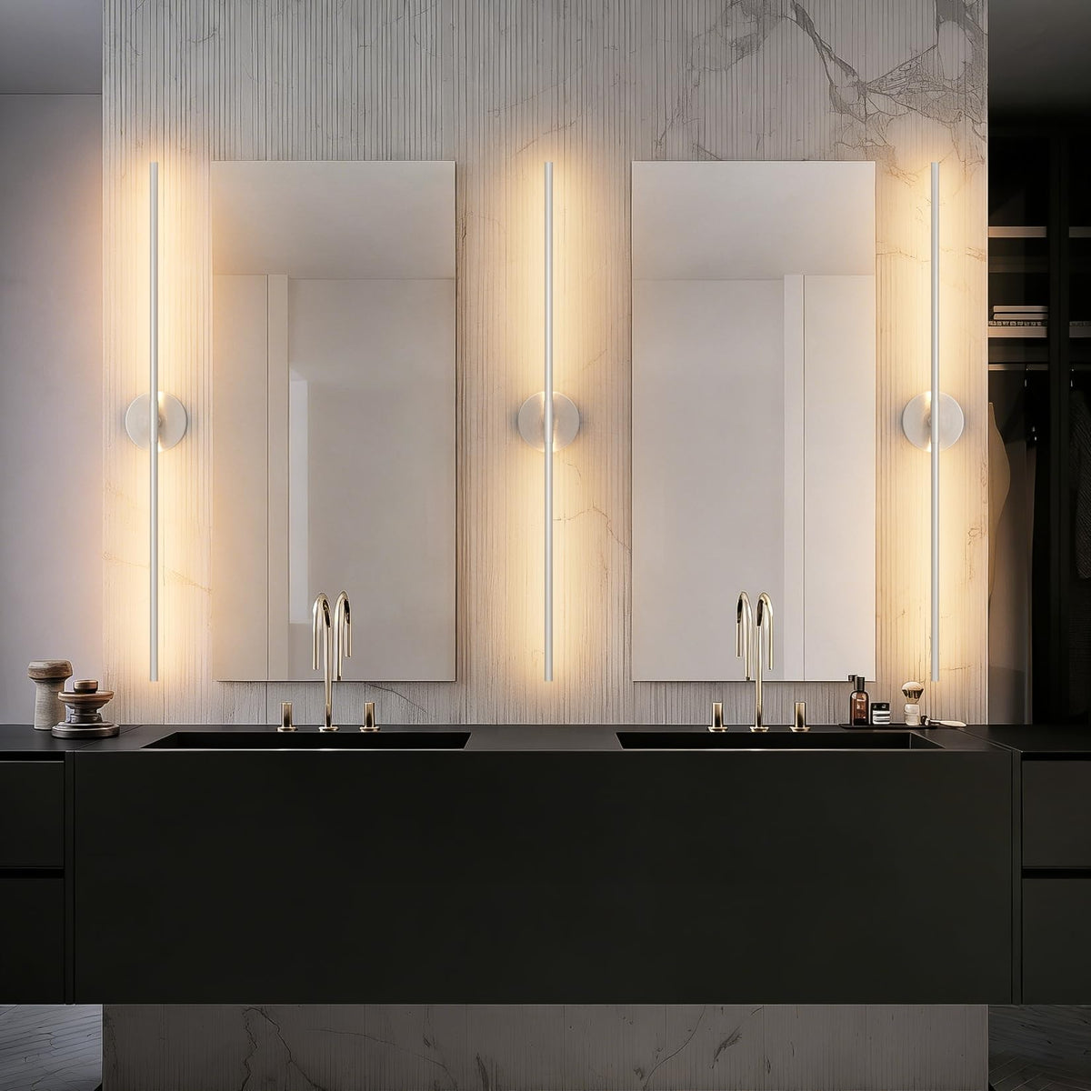 Silver Sand Nickel Linear, 360° Rotate Modern LED Vanity Light Bar for Home