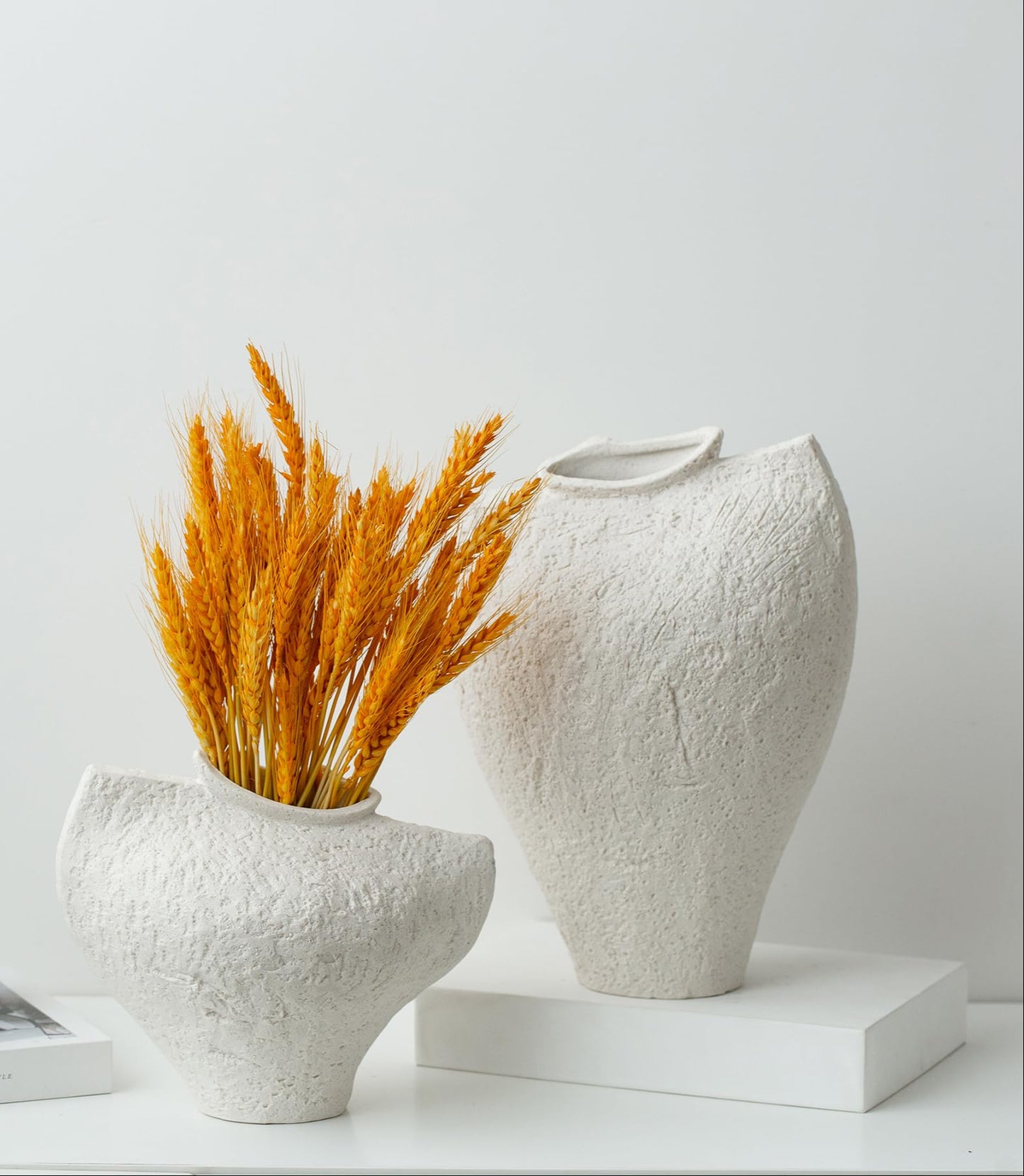 White Ceramic Stone Vase Modern Style