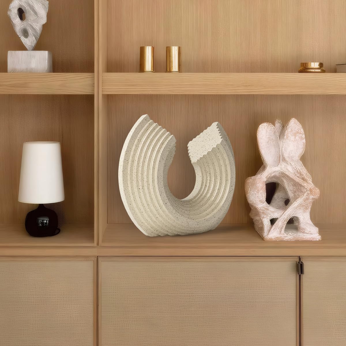 Beige Abstract Sculpture Statue Décor