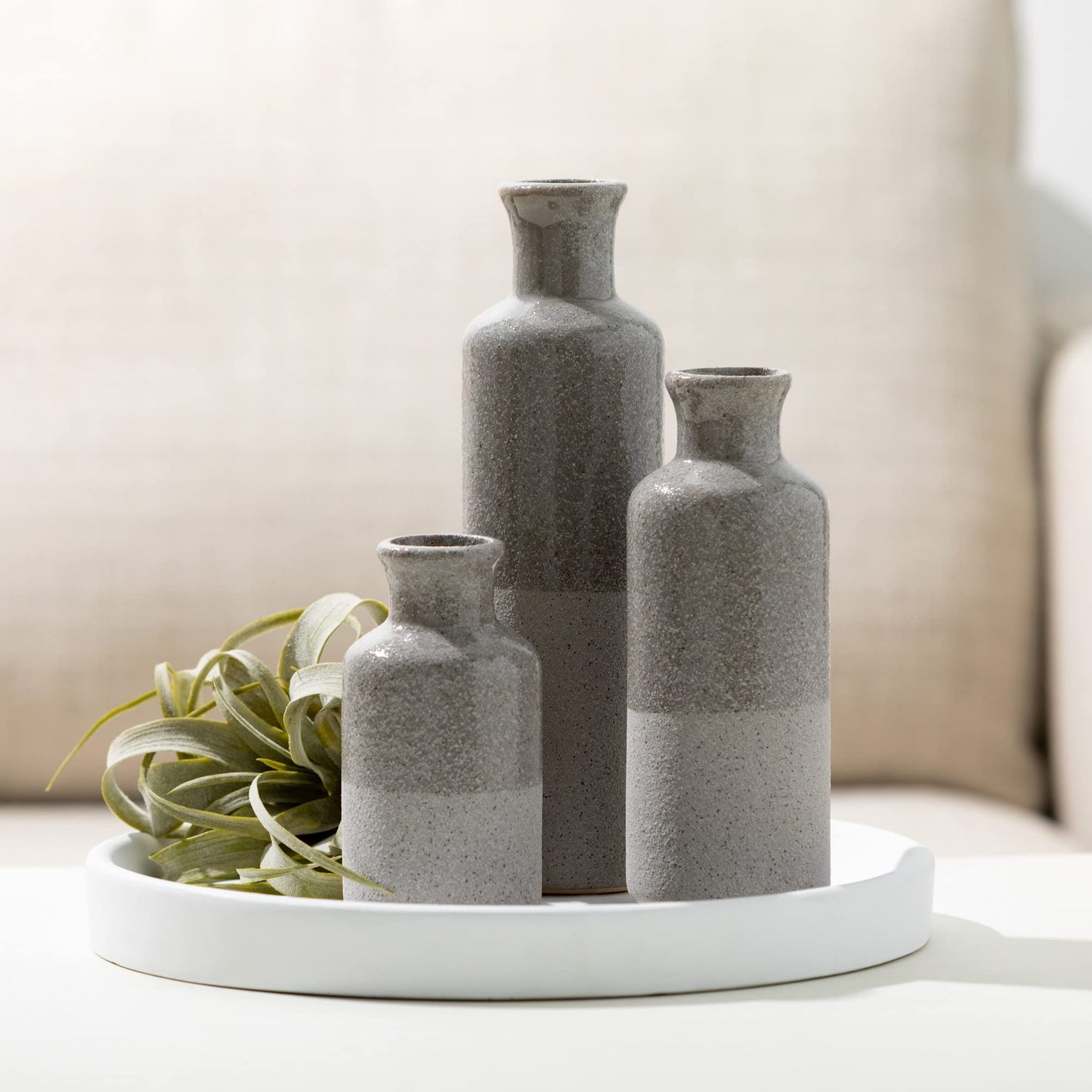 Grey Ceramic Decor Vase Set