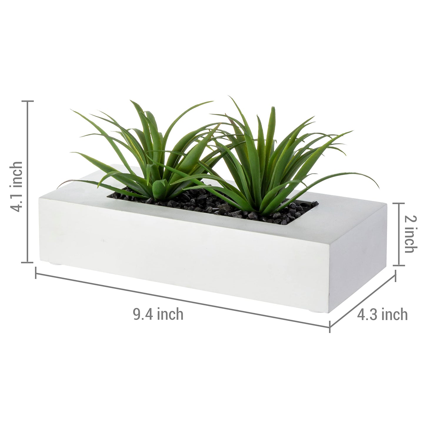 Artificial Faux Plants in White Rectangular Planter