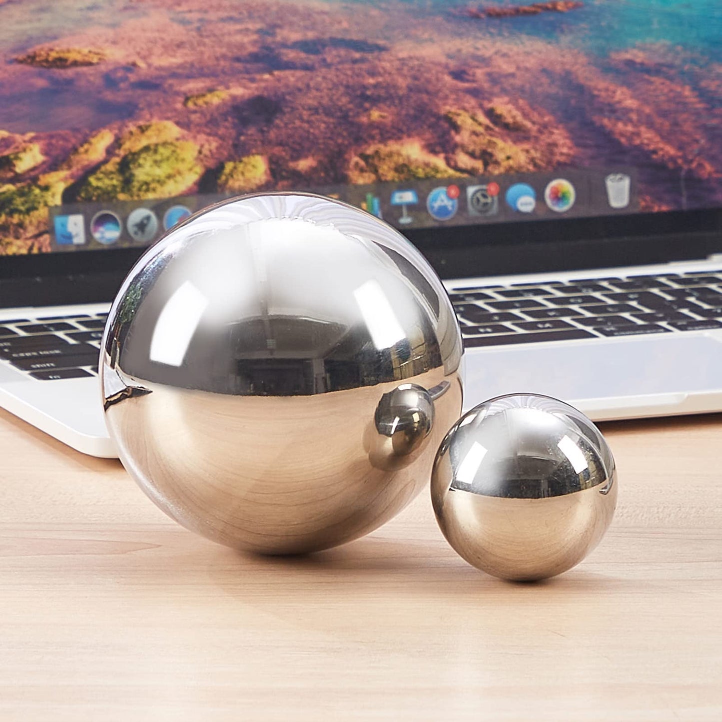 Opexscal Stainless Steel Decorative Balls, Shiny Decorative Orbs for Centerpiece Decor, Set of 6