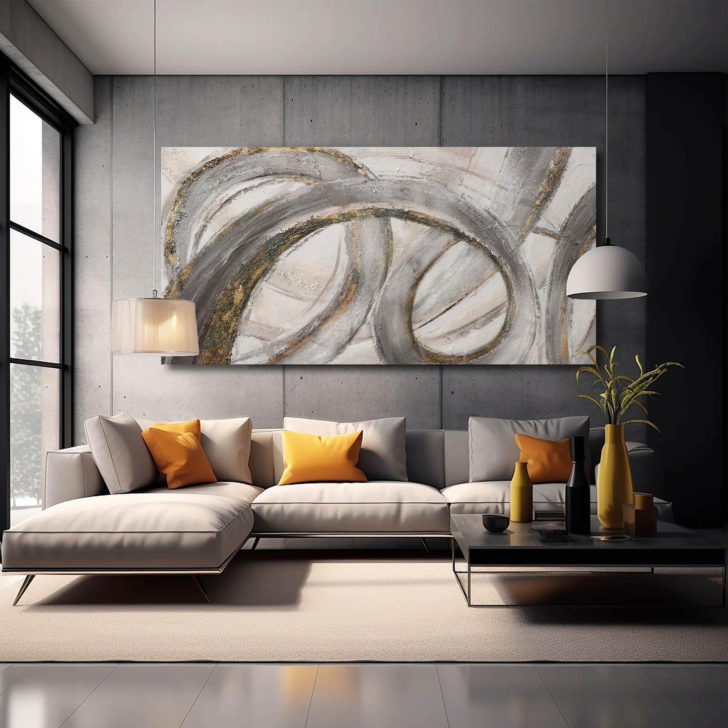 Grey Abstract 29"x 58" Canvas Wall Art