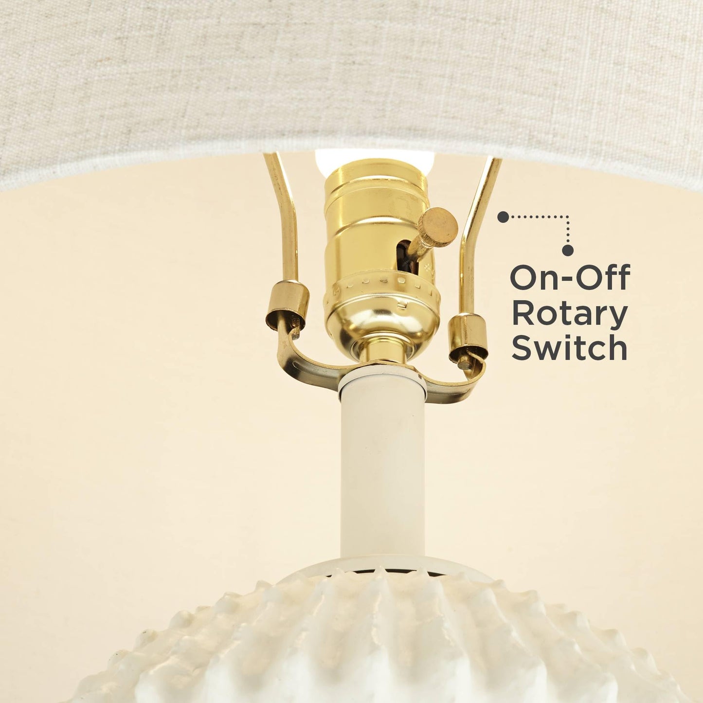 White-Ivory Table Lamp, 30" Tall Large Modern, Coastal Ridge Pattern