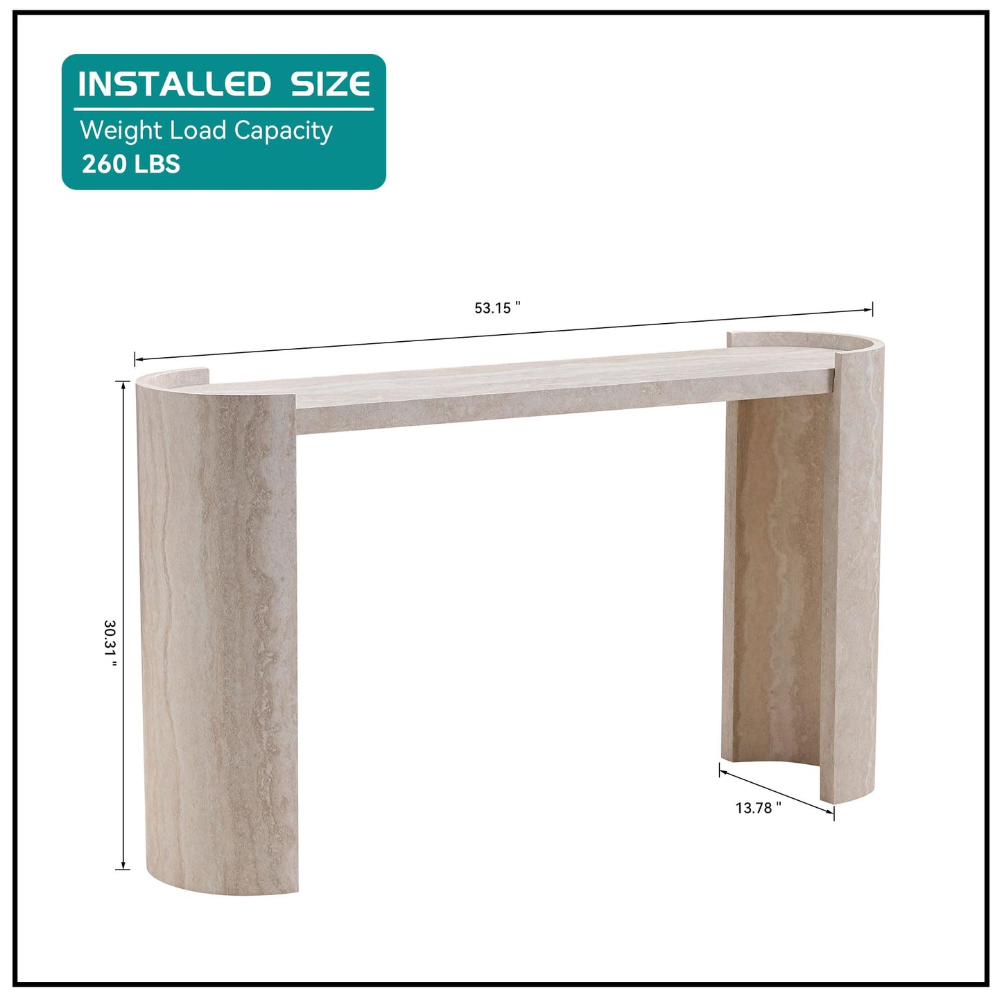 Beige Faux Marble Pattern, Modern Narrow Console Table