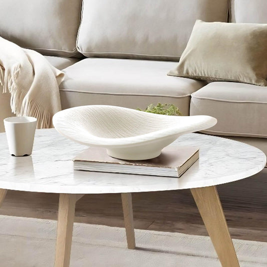 White Decorative Bowl, 10" Fruit Bowl for Kitchen Counter, Ceramic Centerpiece