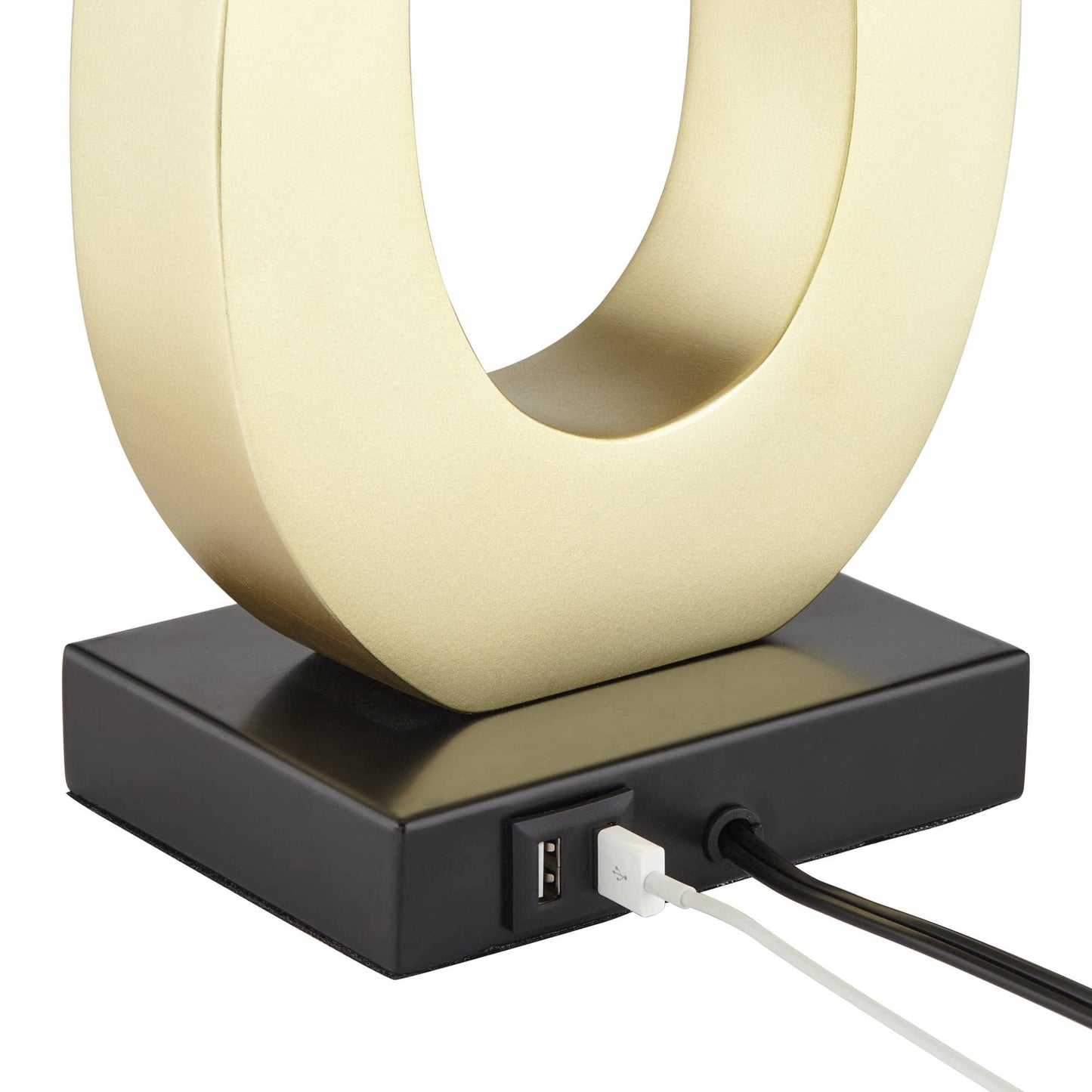 Gold Sculptural Modern Table Lamps 28" Tall Set of 2 with USB Charging Port