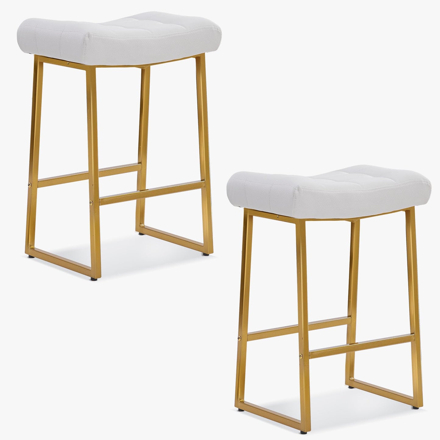 Counter Height Bar Stools, Set of 2, Faux Leather 24″ - White