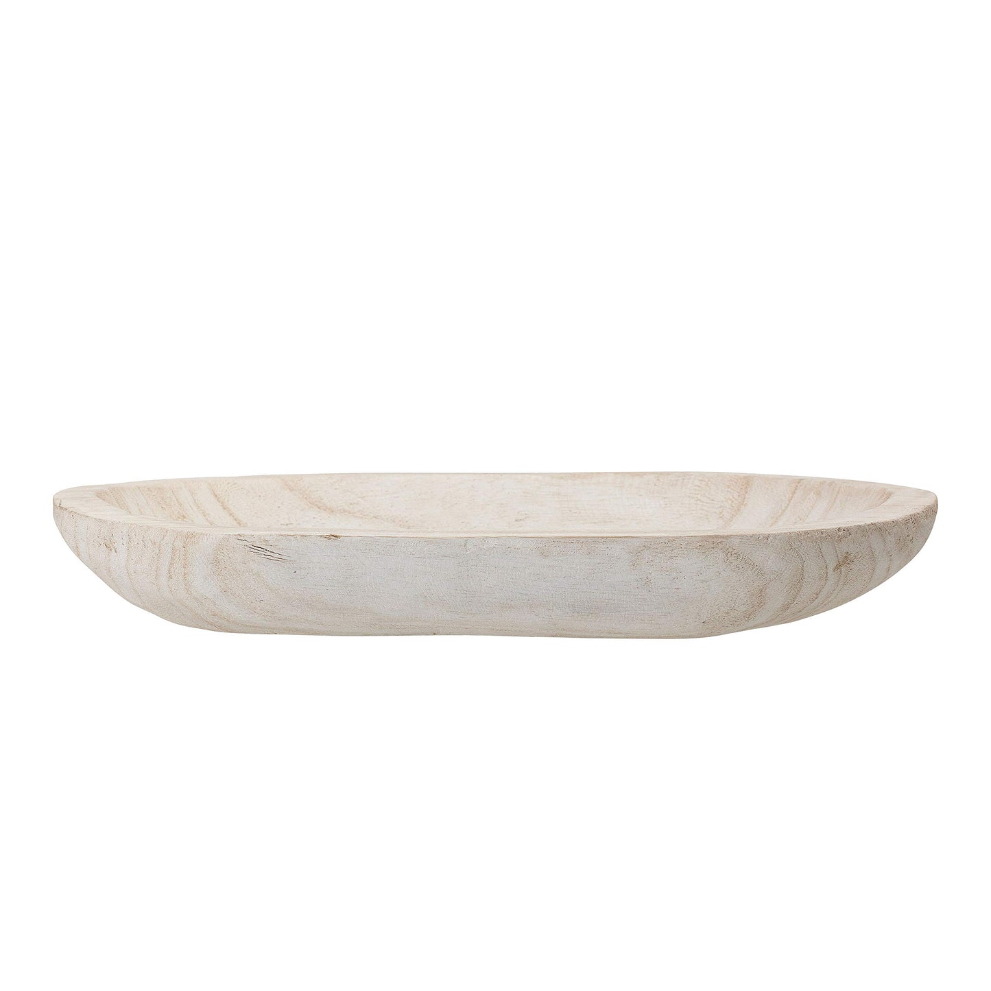 Hand-Carved Wood Bowl Whitewashed Finish