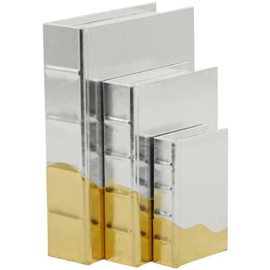 Silver - Gold Faux Leather, Decor Storage Box Set