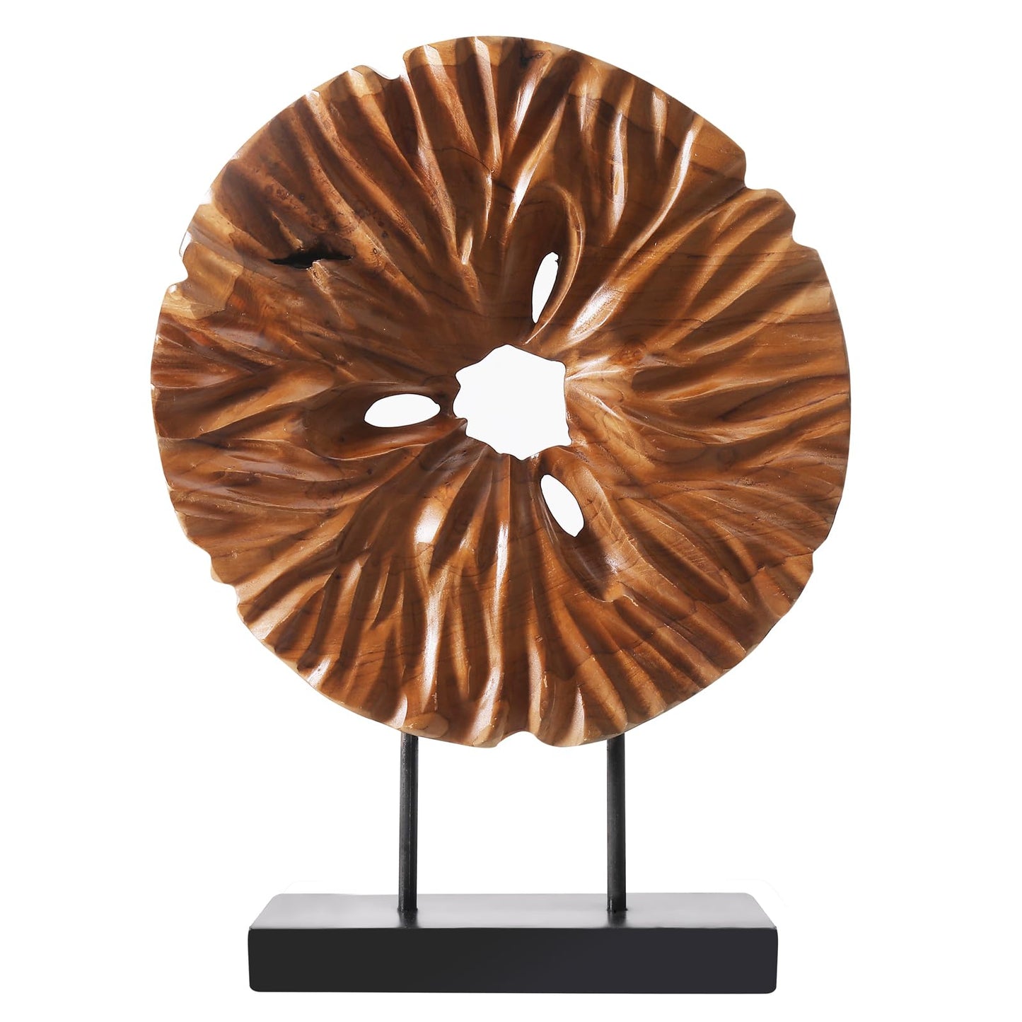 Brown Irregular Teak Root Sculpture Decor with Base