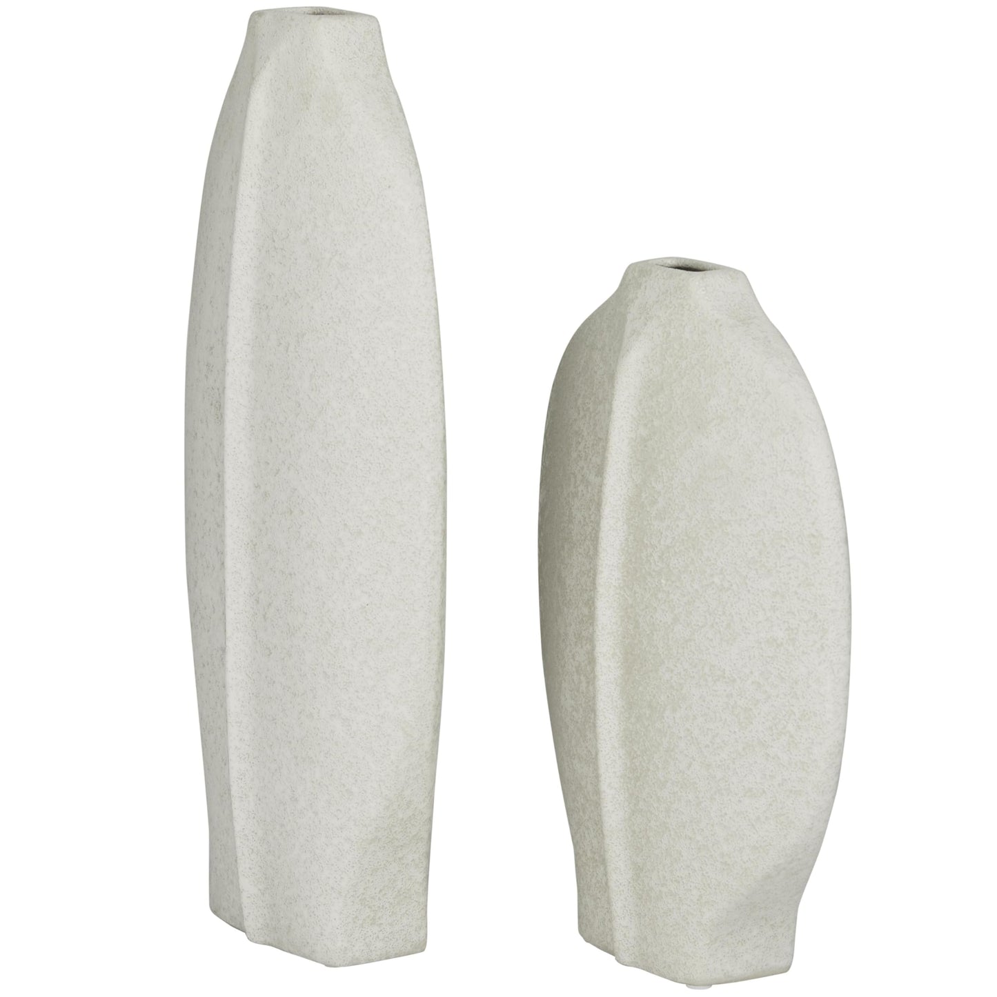 White Textured Vase Set, Modern Home Decor