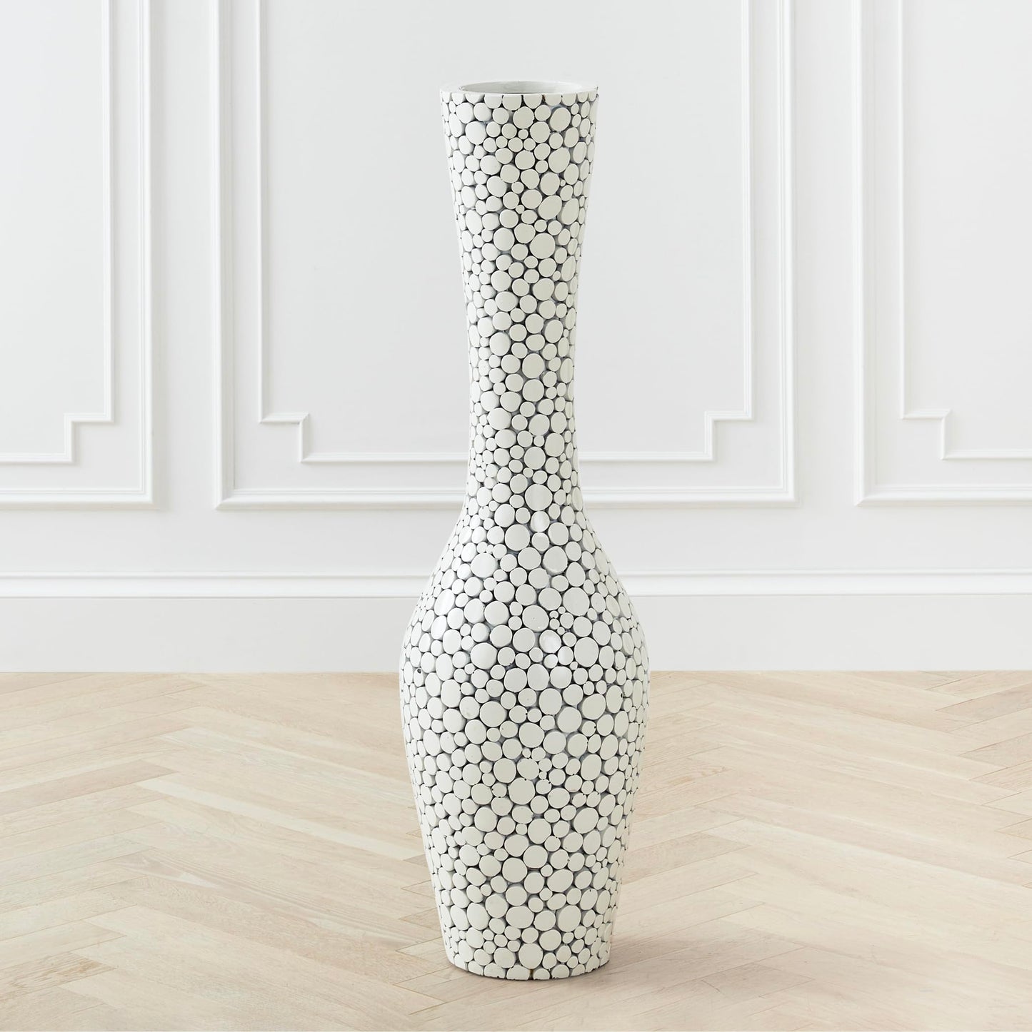 White Tall  45" Floor Vase