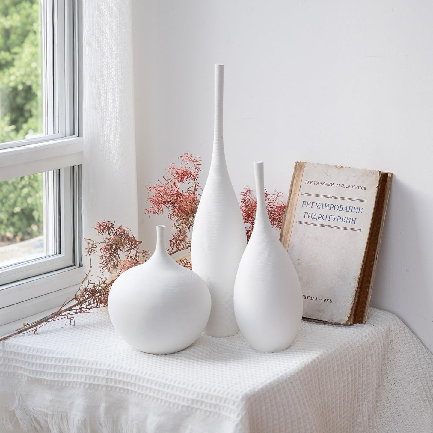 White Ceramic Vase Modern Boho