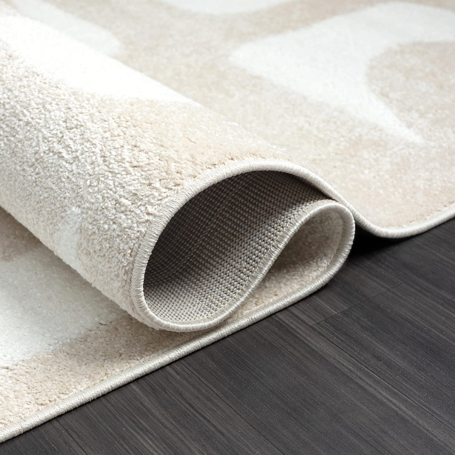 Cream Area Rug, Modern Geometric Design , 7'9" x 10'2"