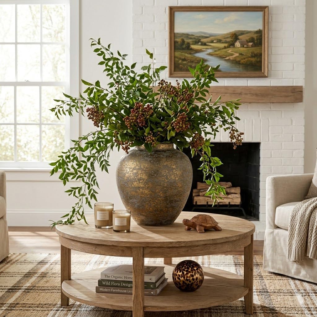 Flower Vase for Home Decor 11.4" Large Metal Round