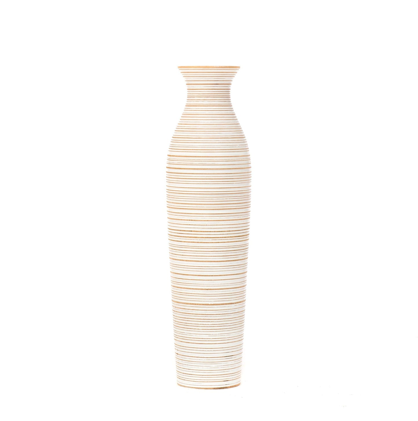 Off-White Tall Wooden Floor Vase