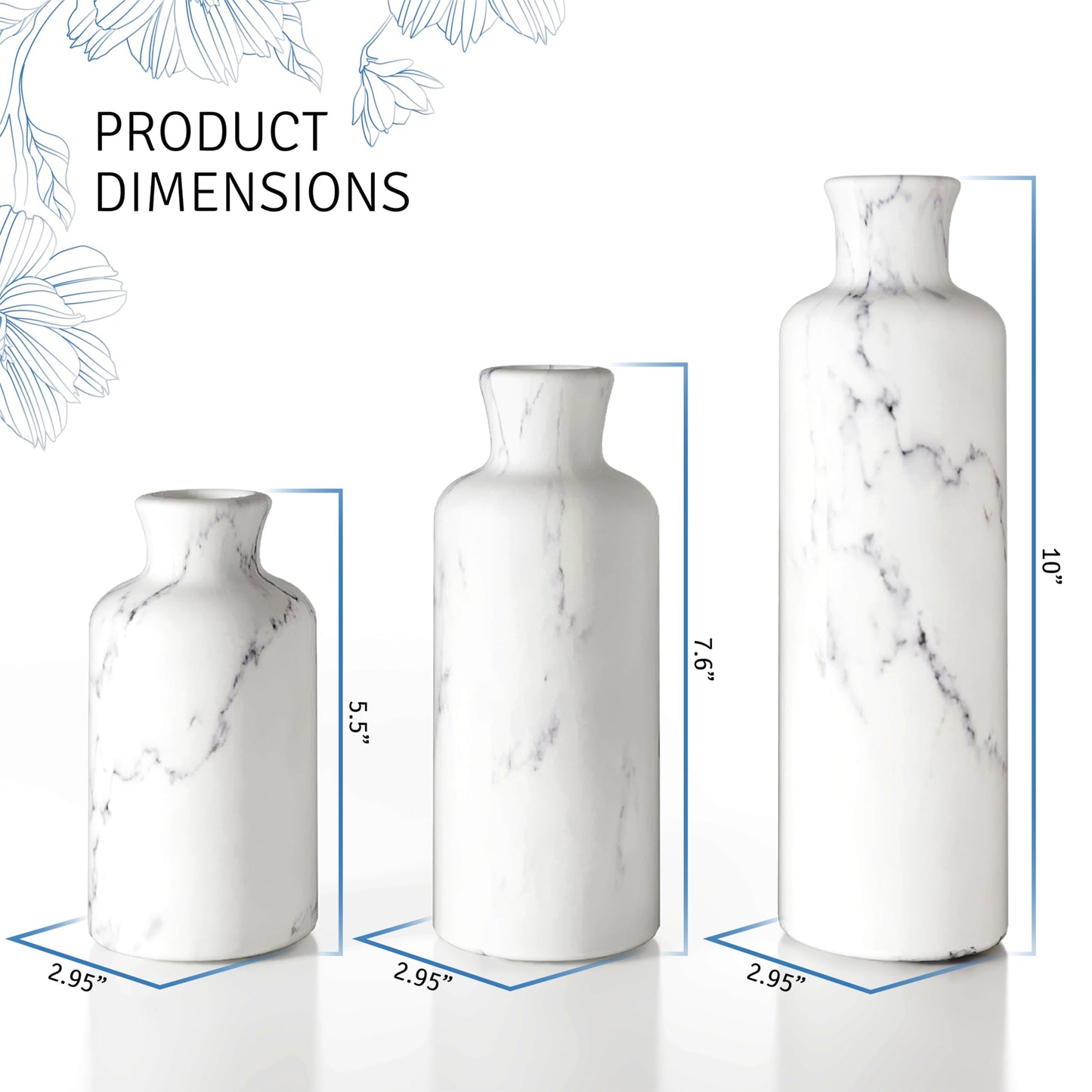 White Marble Vase Set, Home Decor