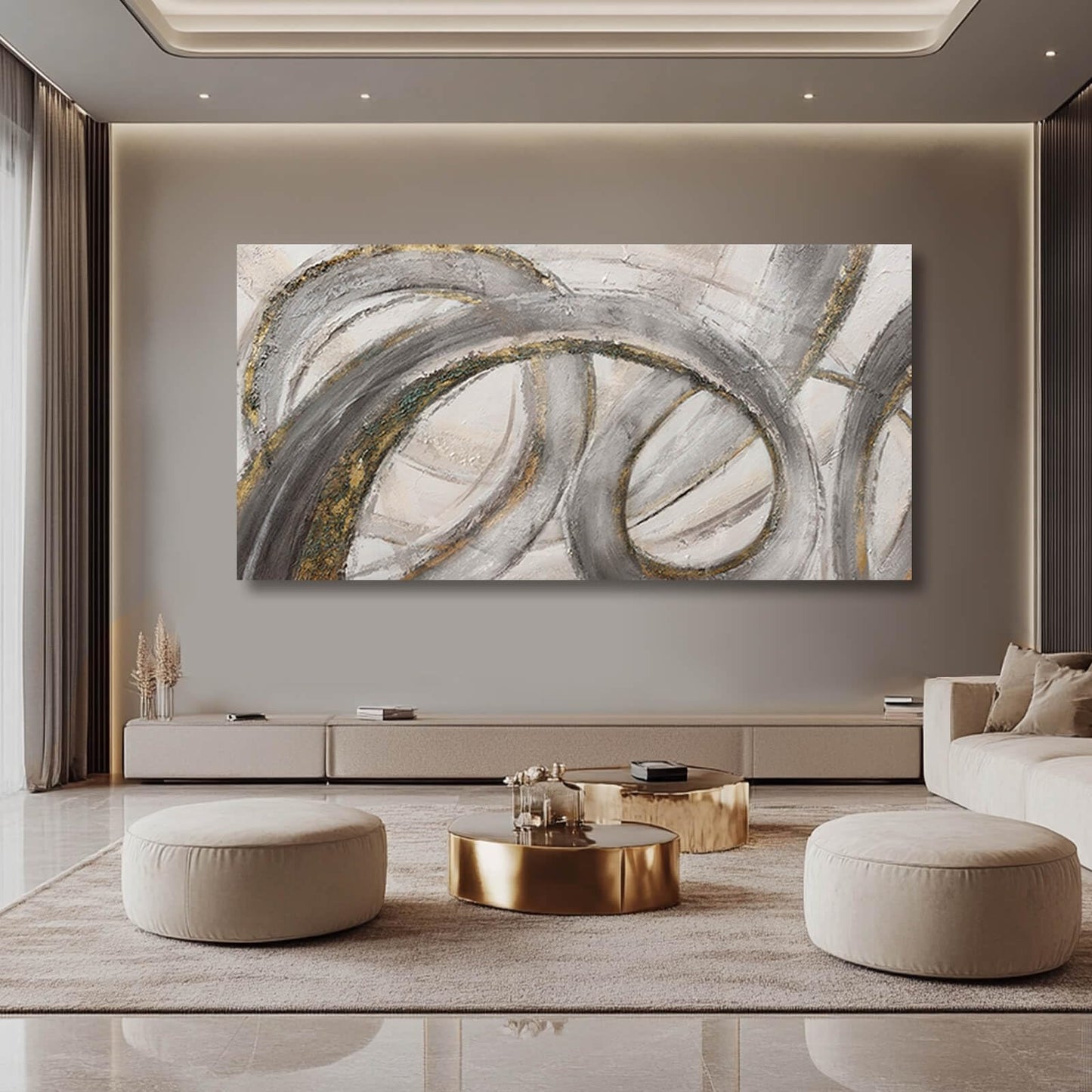 Grey Abstract 29"x 58" Canvas Wall Art