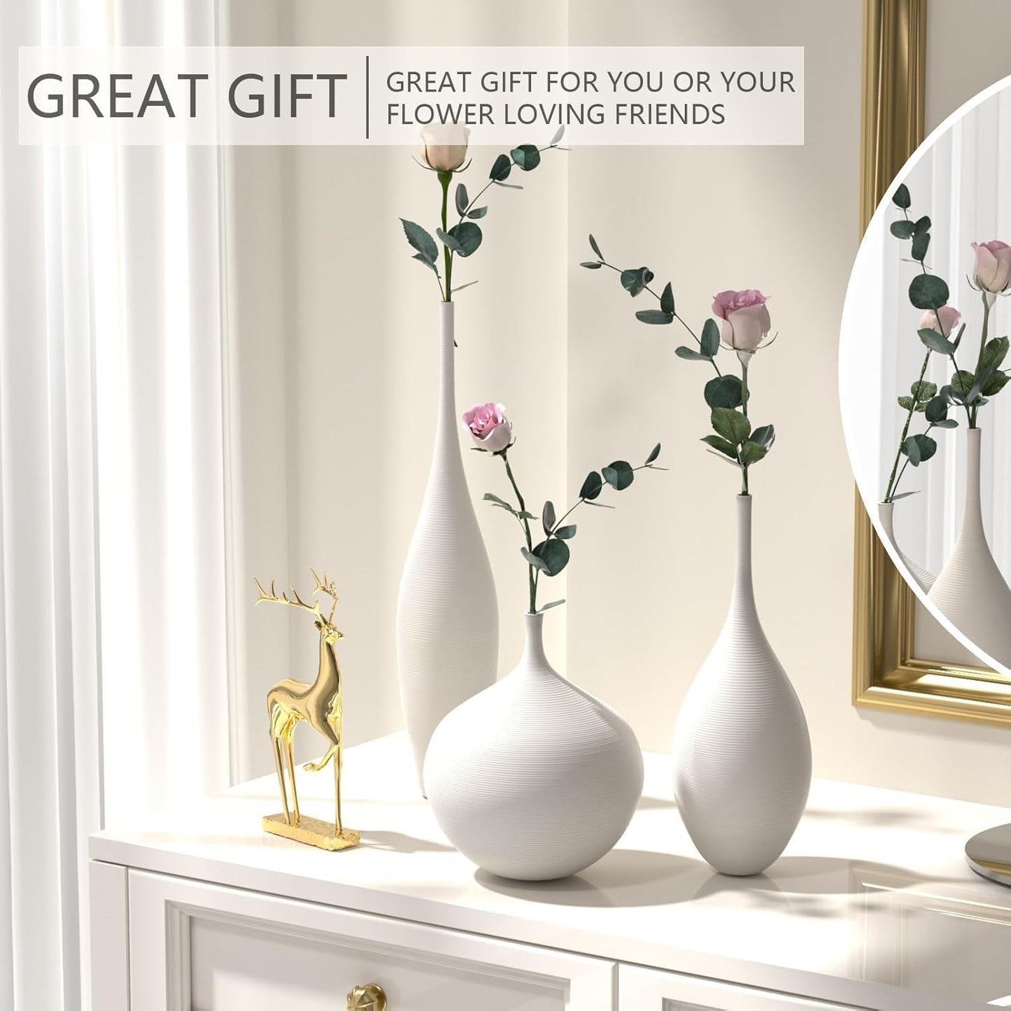 White Ceramic Vase Modern Boho