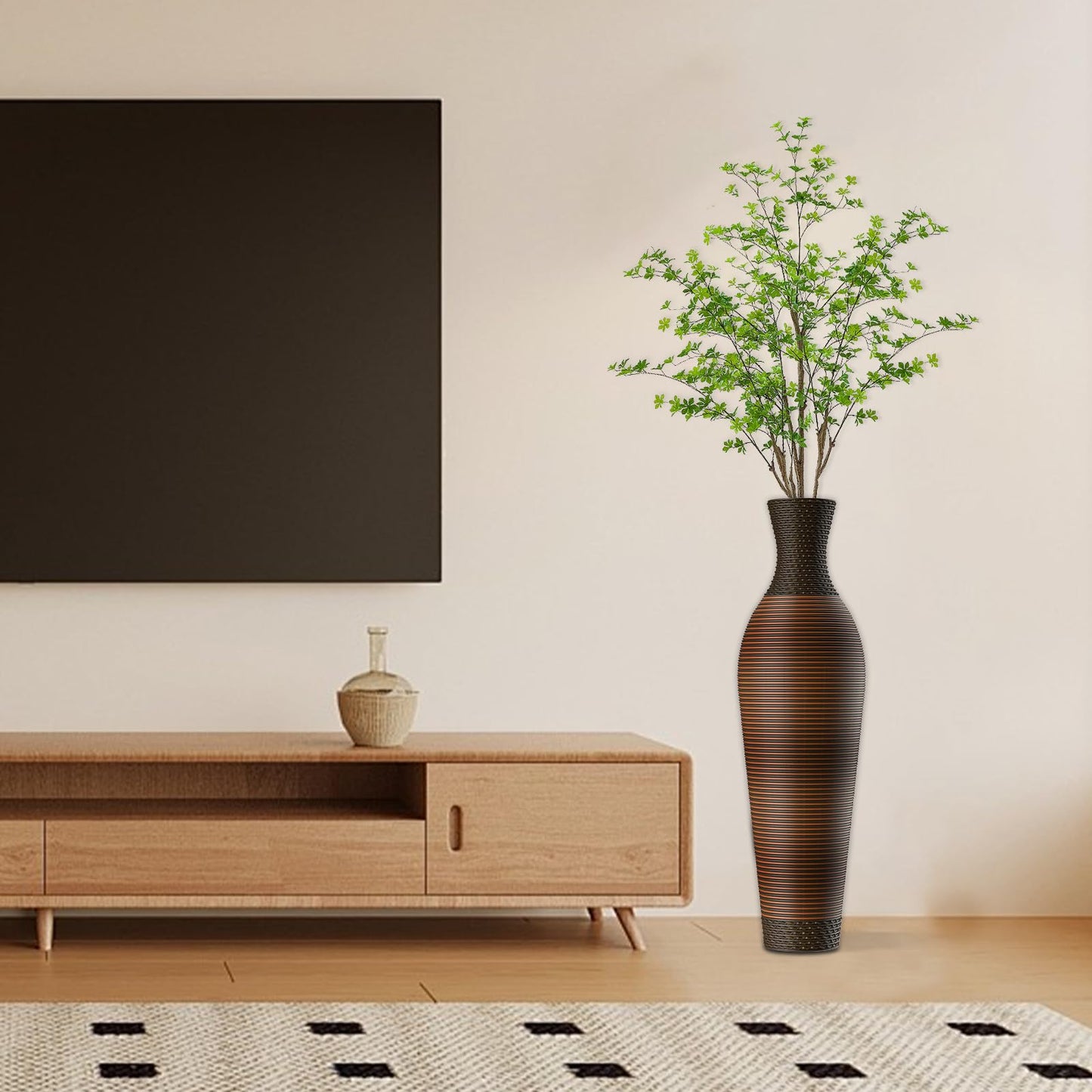 Dark Brown Tall Floor Vase