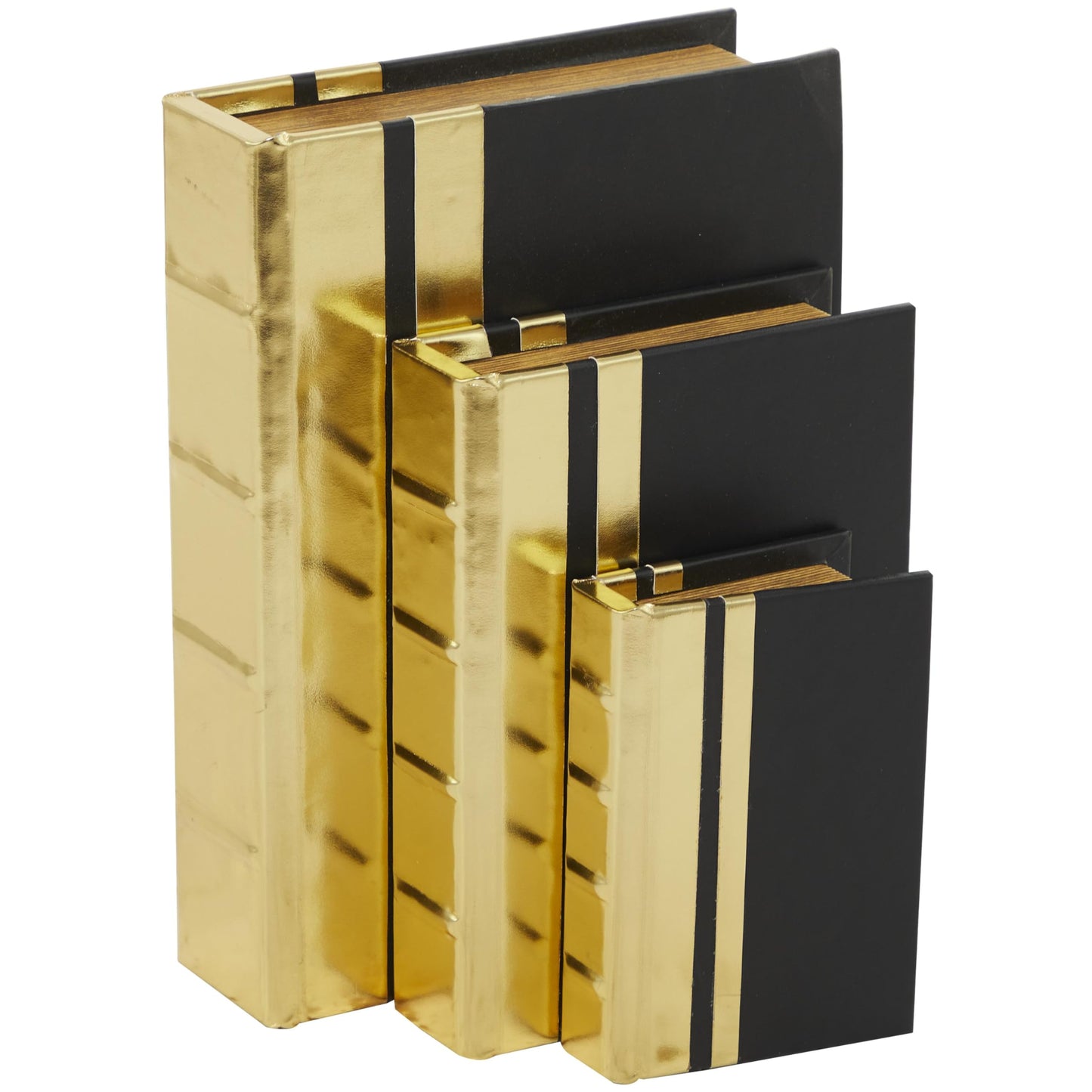 Black and Gold Faux Leather Decorative, Book Shaped Boxes