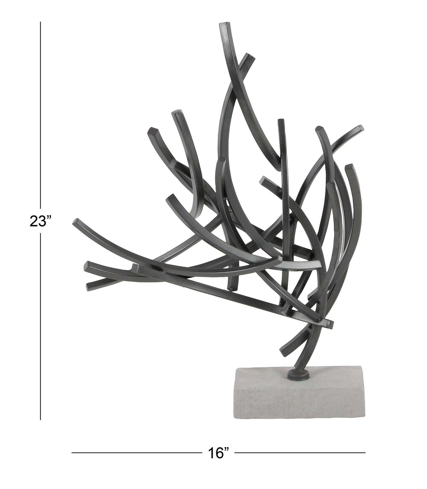 Gray Abstract Sculpture, Statue Decor with Marble Base