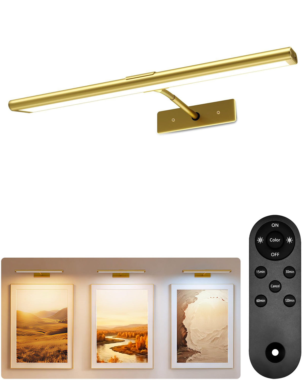 LED Art Display Lights with 3 Color Temperatures, 4800mAh Rechargeable Wireless Remote, 16‘’ Dimmable Magnetic