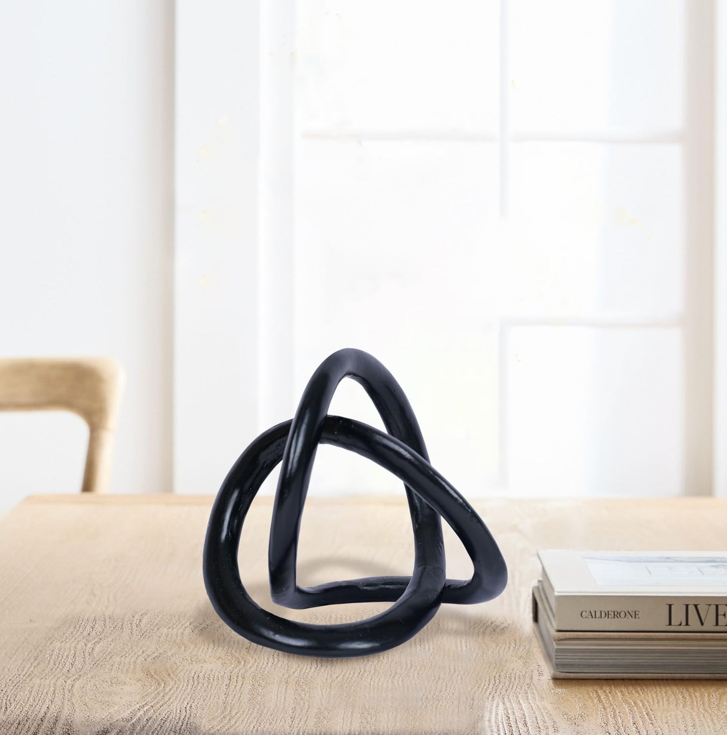 Black Knot Ball Geometric Round Sculpture