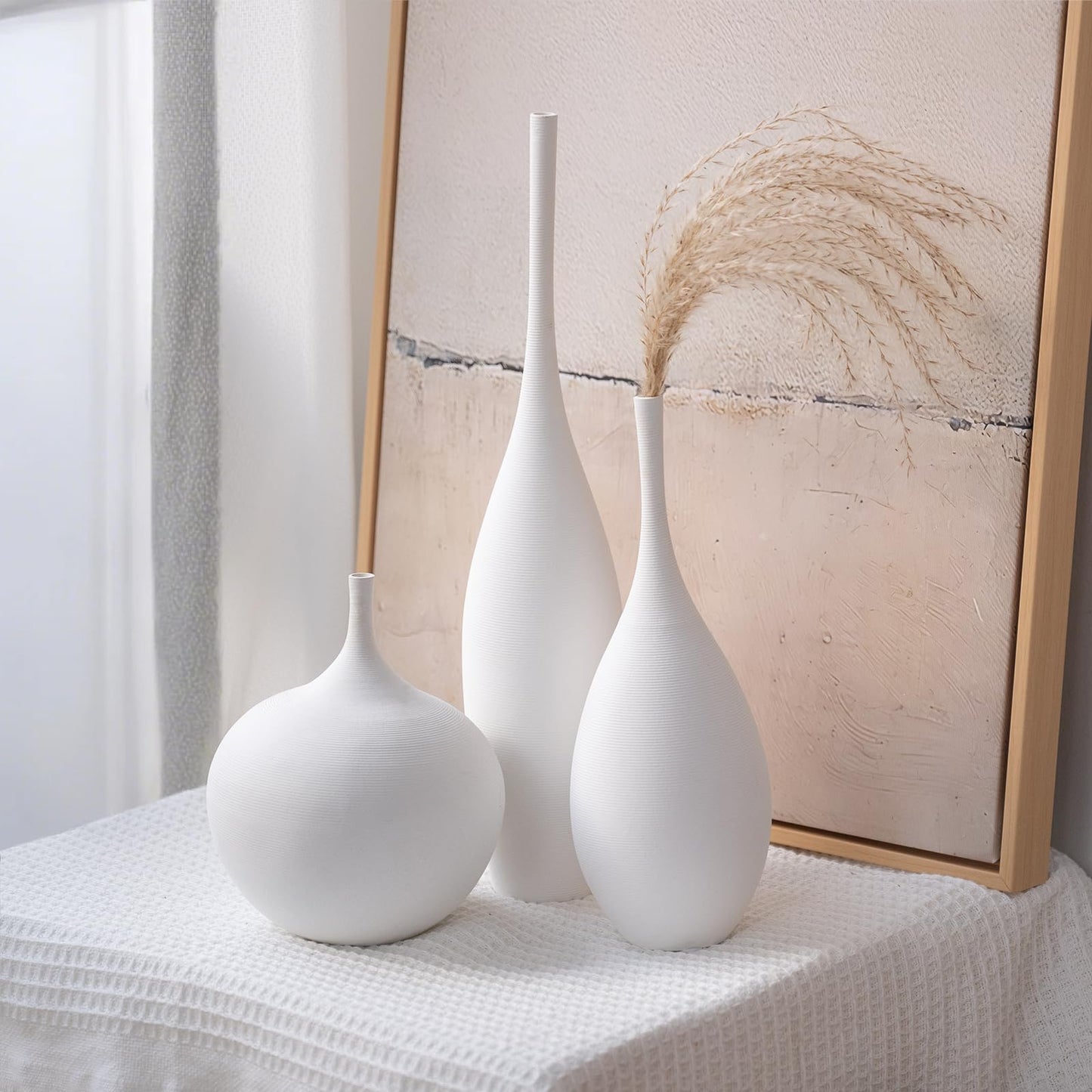 White Ceramic Vase Modern Boho