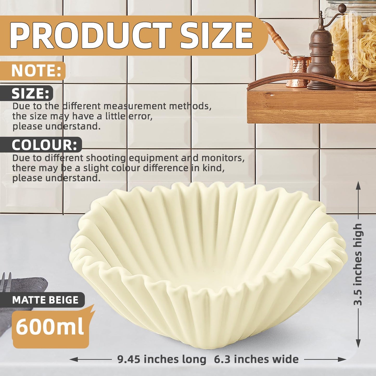 Beige Ceramic Large Home Decor  Bowl