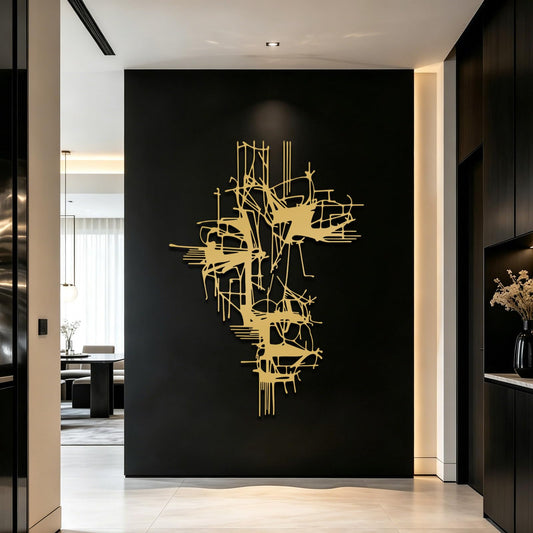 Gold Modern Luxury Wall Art, Metal Abstract Women Face