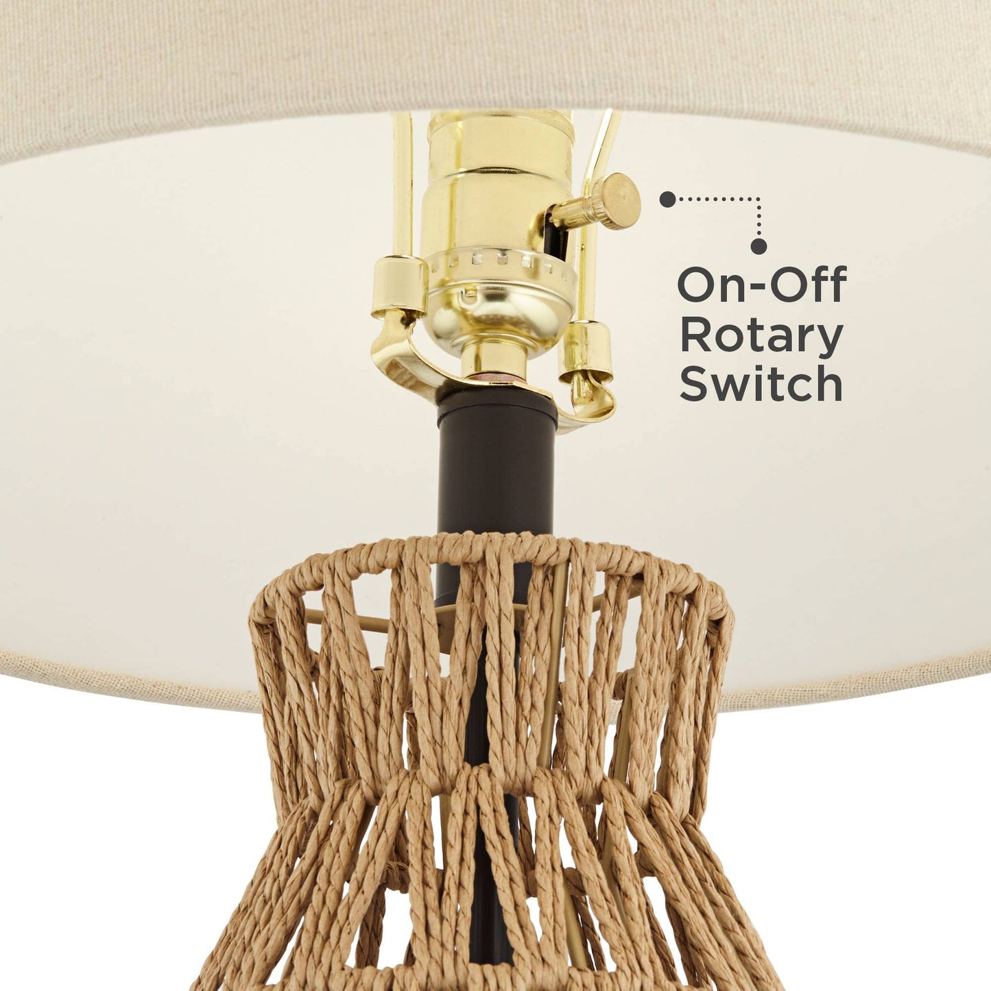 Brown - Oatmeal Wicker, Modern Table Lamps 27" Tall Set of 2