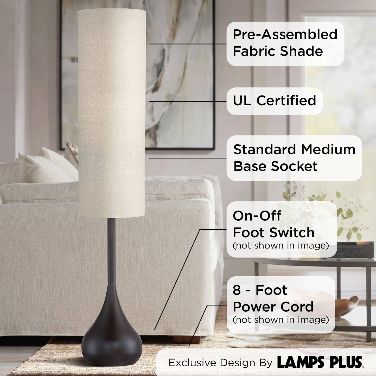 Dark Bronze 62" Tall Standing Floor Lamp