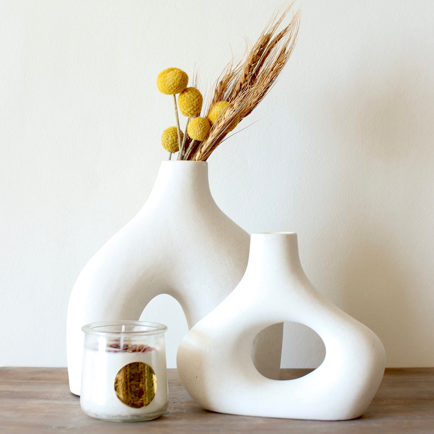 White Ceramic Hollow Vase