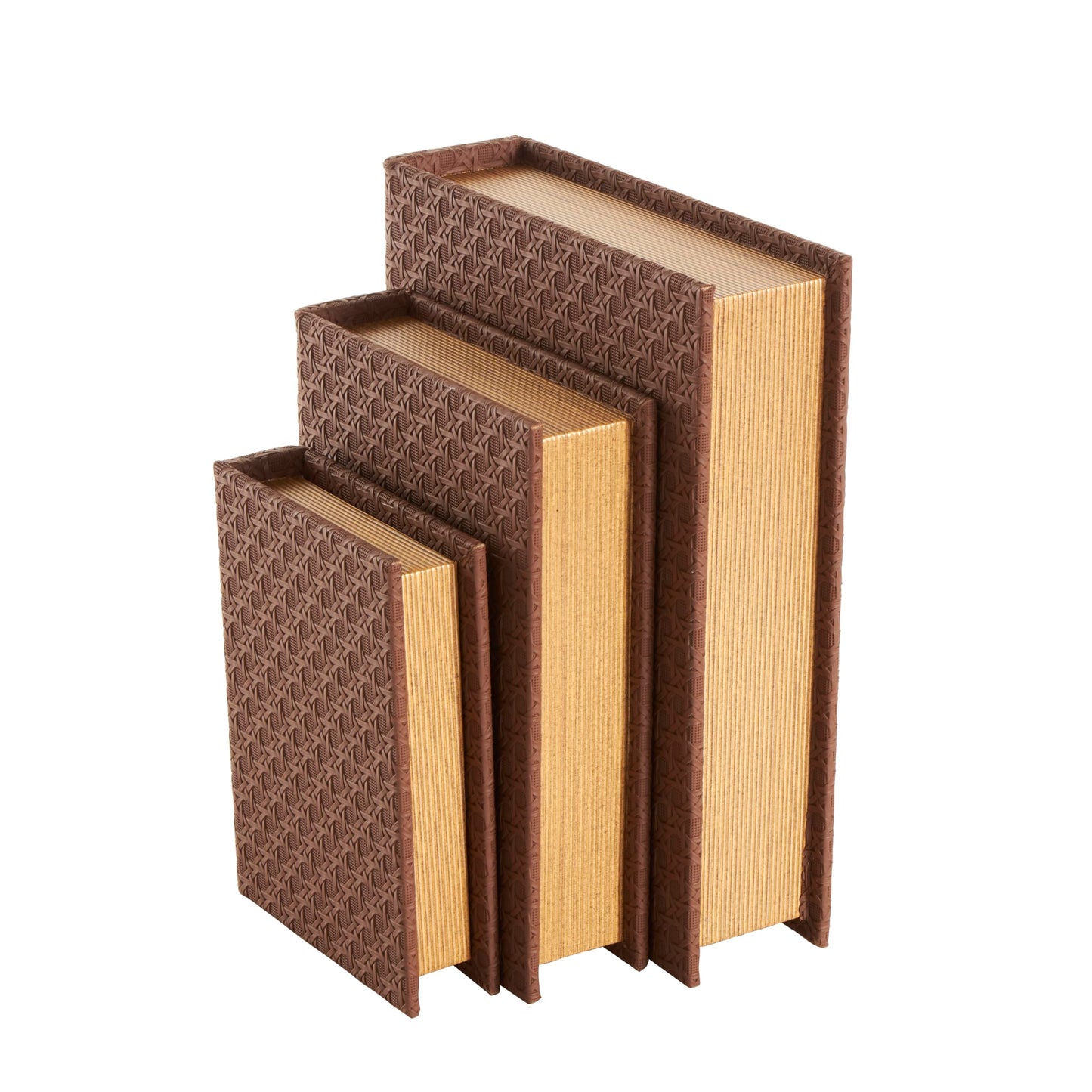 Brown Faux Leather Decorative, Book Shaped Boxes
