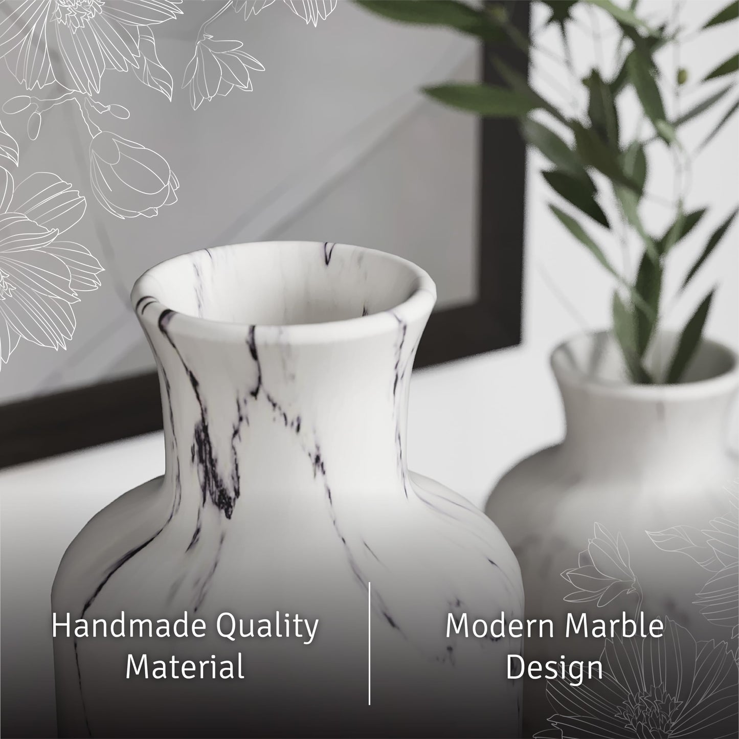 White Marble Vase Set, Home Decor