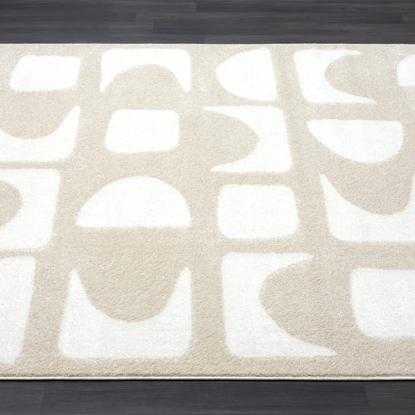 Cream Area Rug, Modern Geometric Design , 7'9" x 10'2"