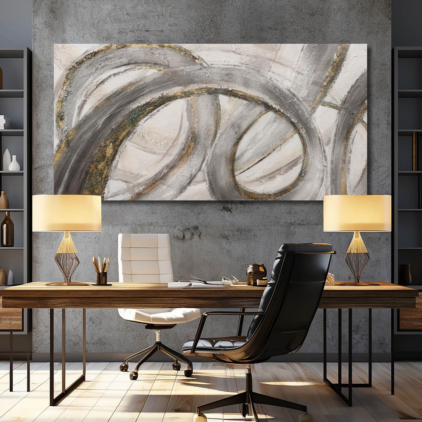 Grey Abstract 29"x 58" Canvas Wall Art