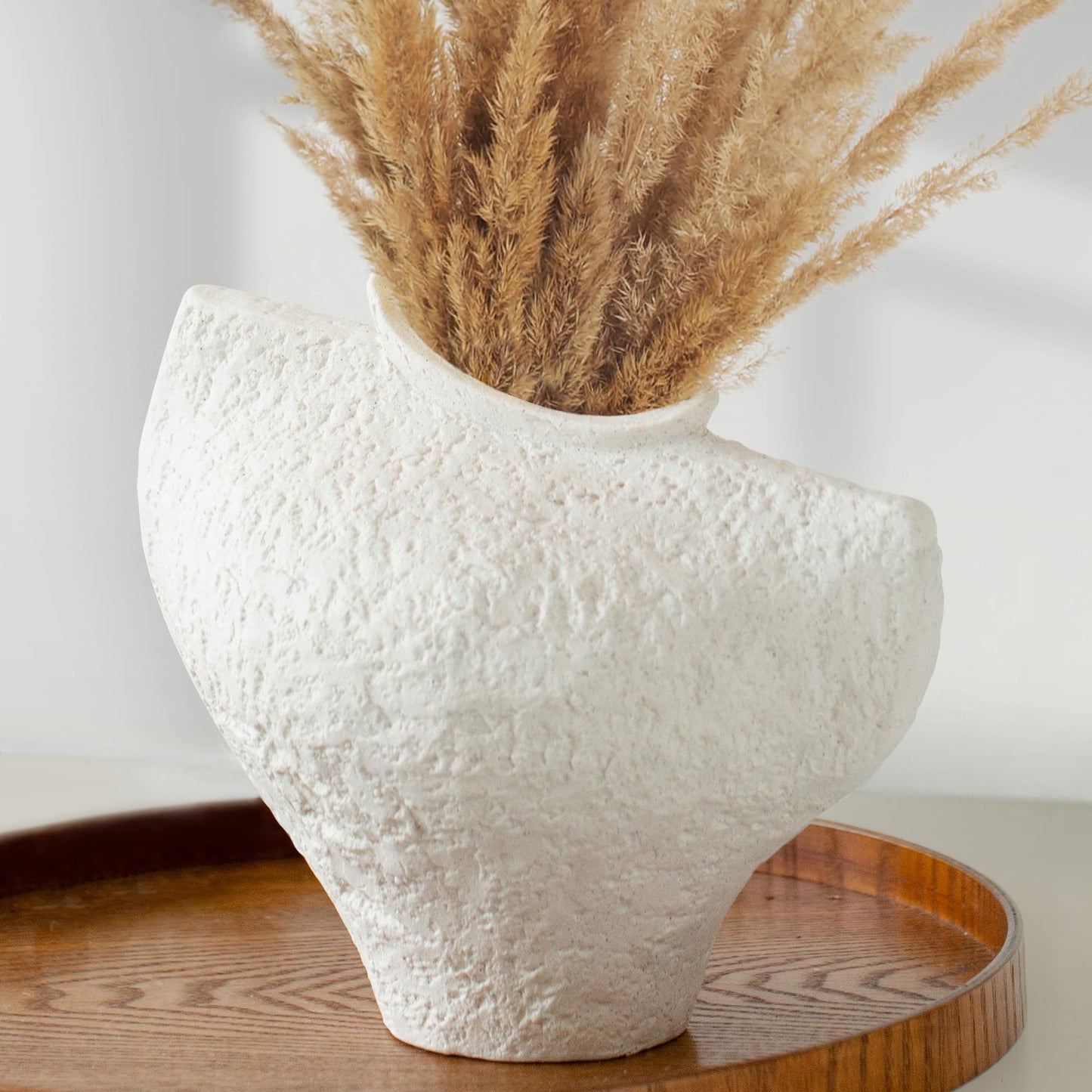 White Ceramic Stone Vase Modern Style