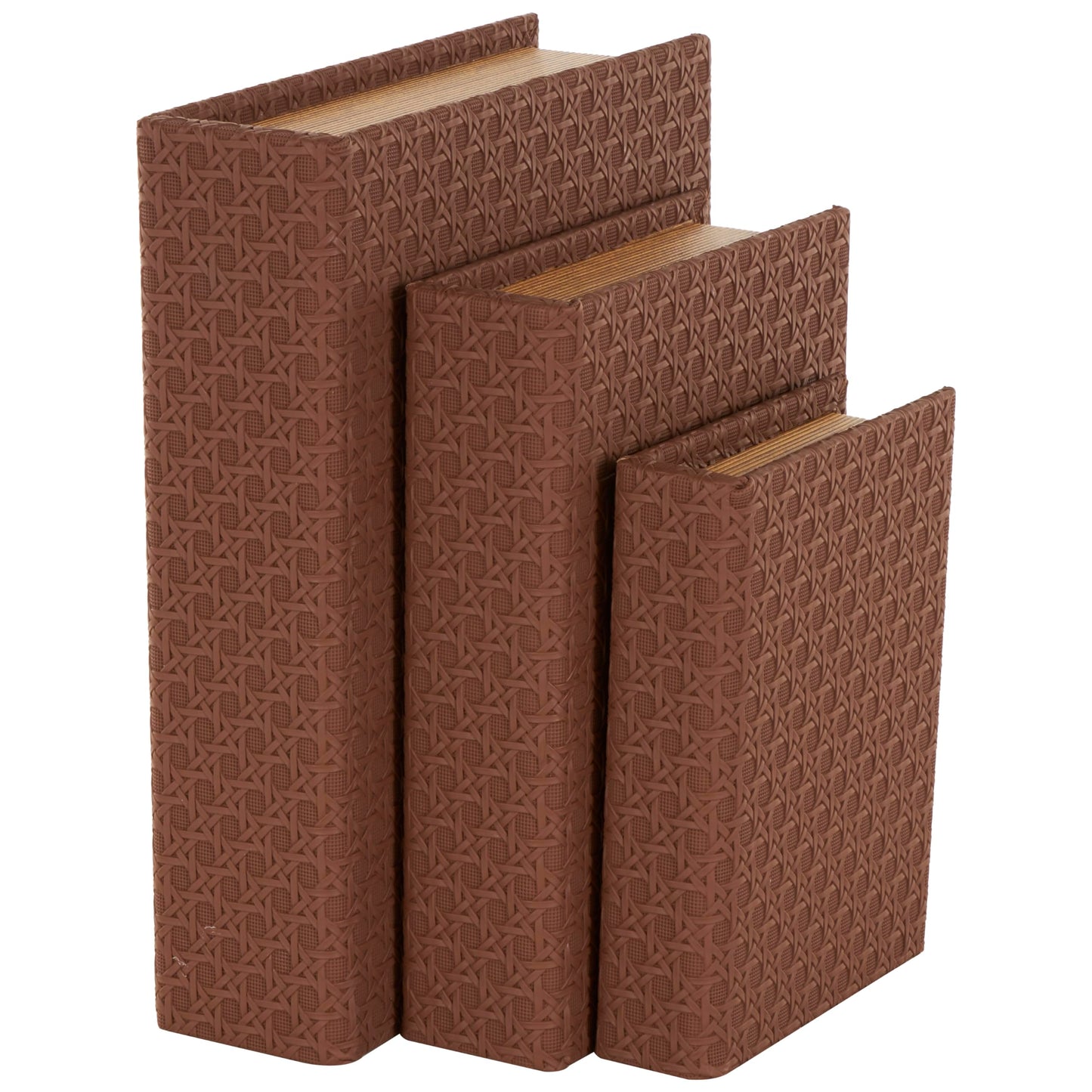 Brown Faux Leather Decorative, Book Shaped Boxes