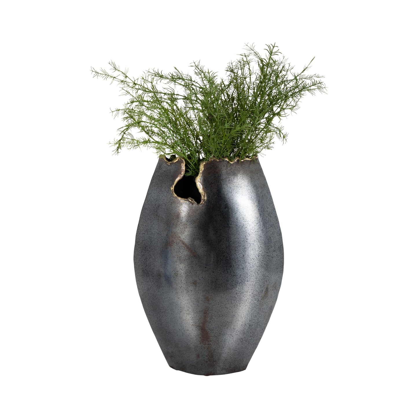 Black Metal Chipped Vase, Unique Accent Decor