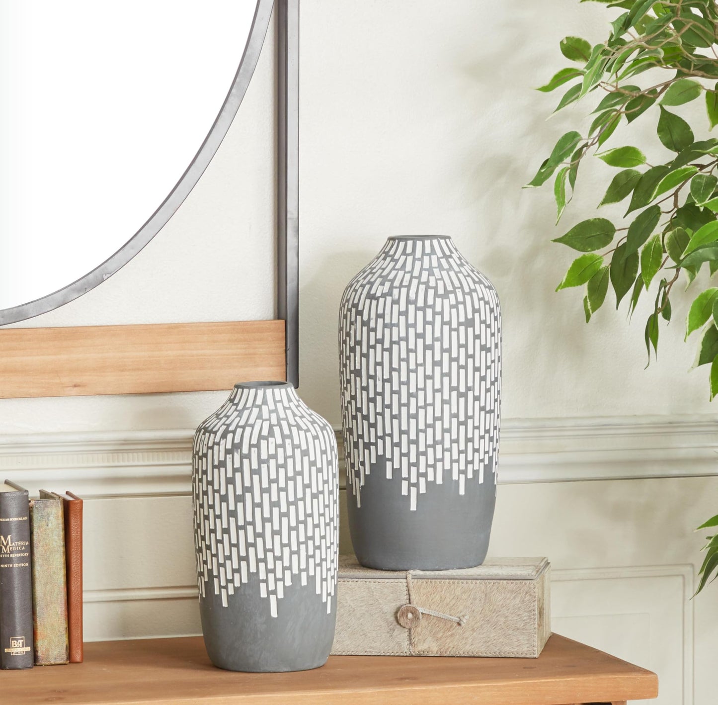 Gray Mosaic Centerpiece Vase Set