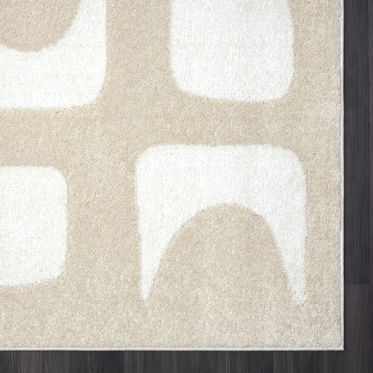 Cream Area Rug, Modern Geometric Design , 7'9" x 10'2"