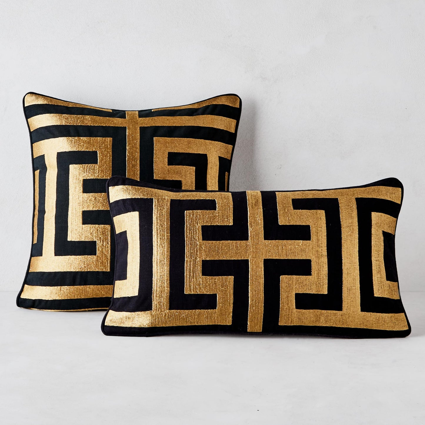 Black and Gold Throw Pillow Cover, Lined Decor