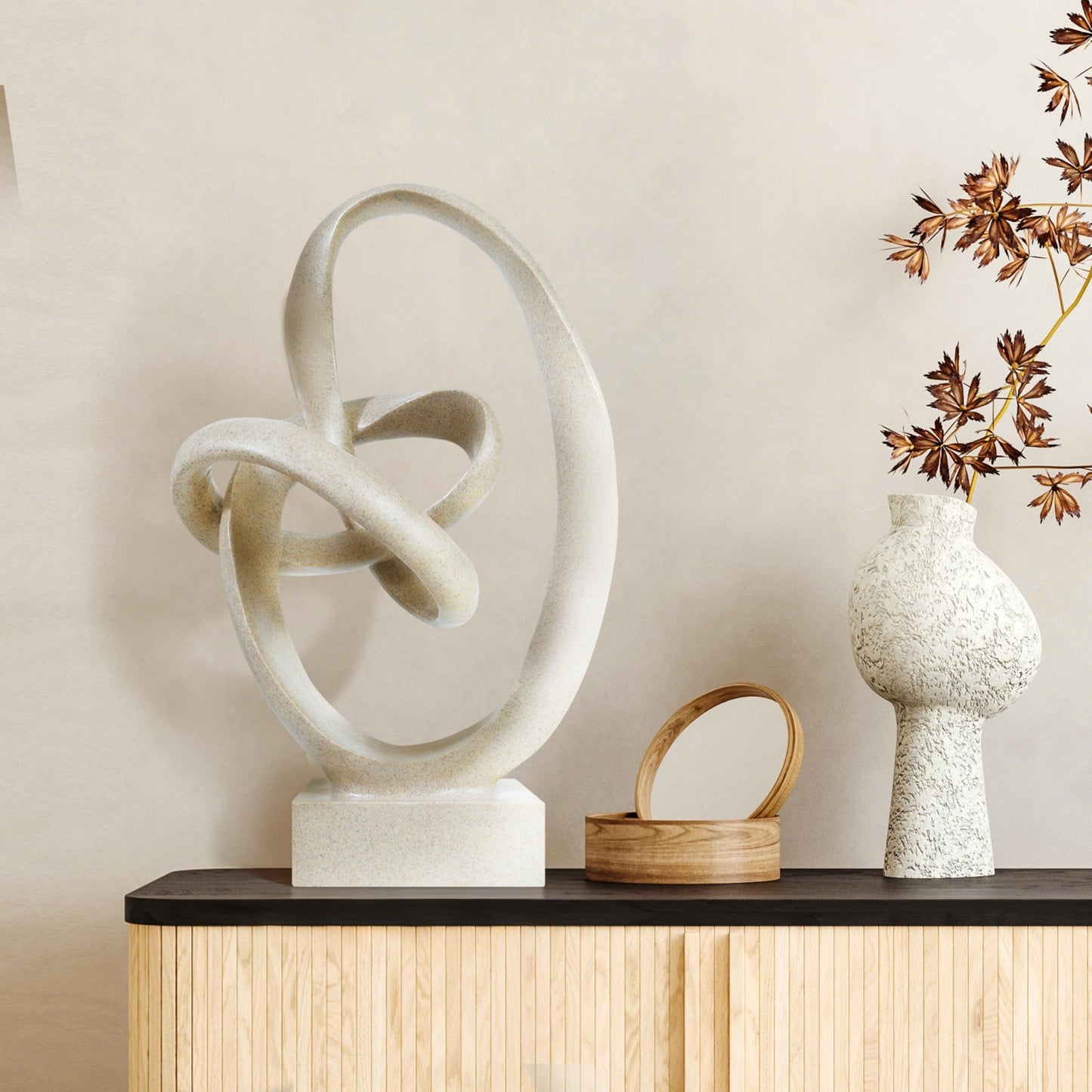 Beige Knot Abstract Sculpture Modern Décor