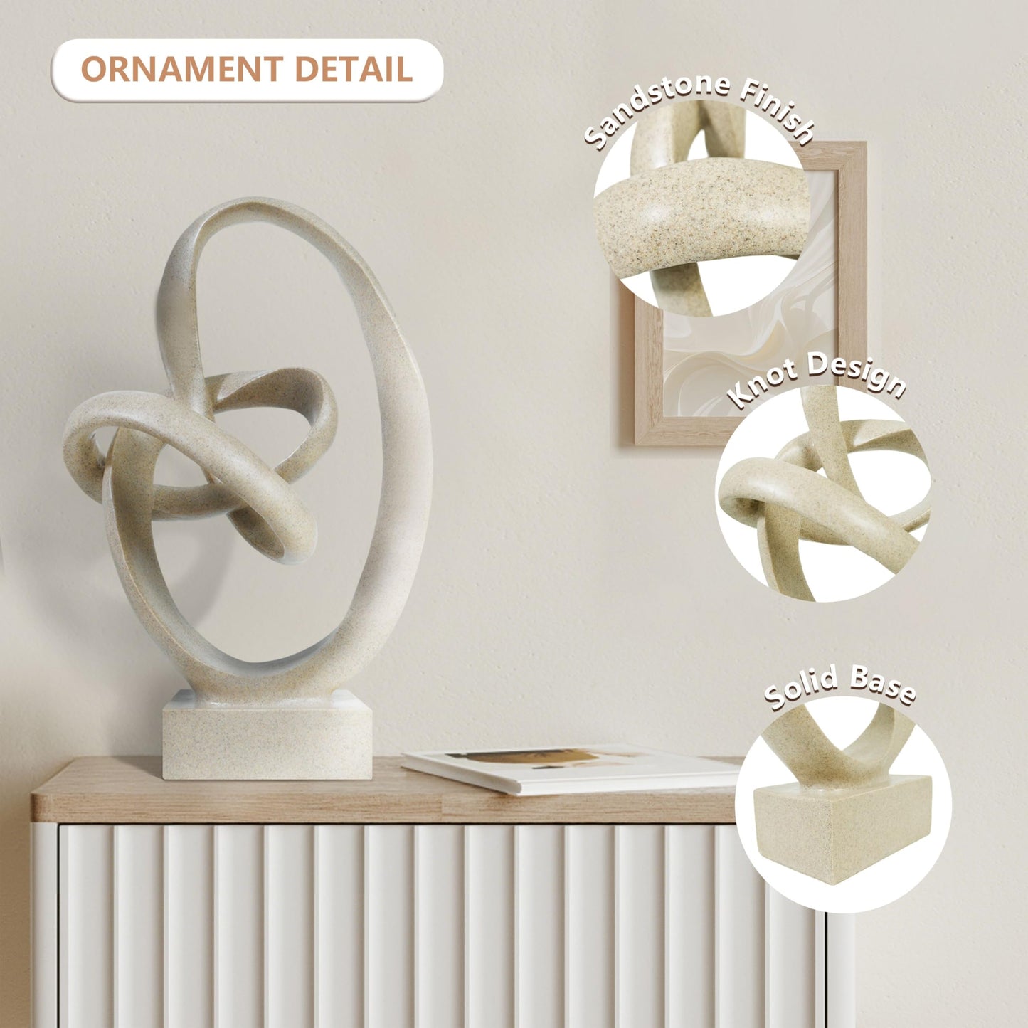 Beige Knot Abstract Sculpture Modern Décor