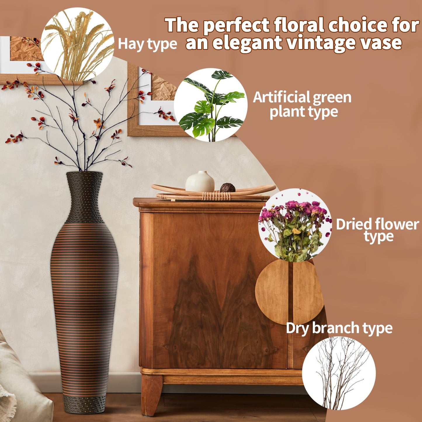 Dark Brown Tall Floor Vase