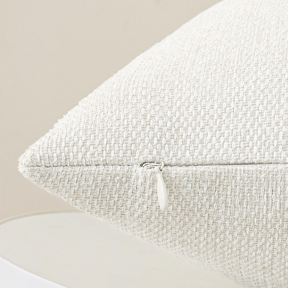 Cream White Textured, Natural Linen Look Throw Pillow Covers. 20x20 inch Set of 2