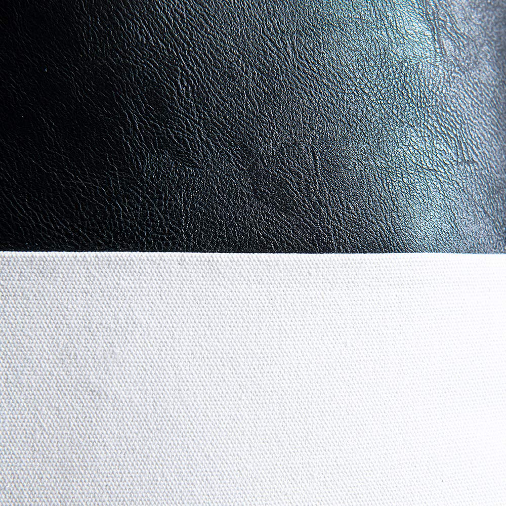 Black and White Faux Leather Throw Pillow Covers, Set of 2